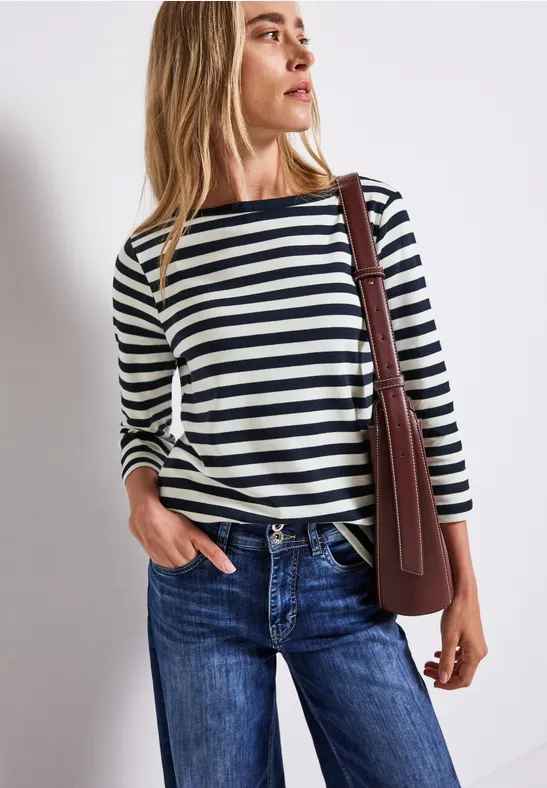 Gestreiftes U-Boot Shirt deepwater blue