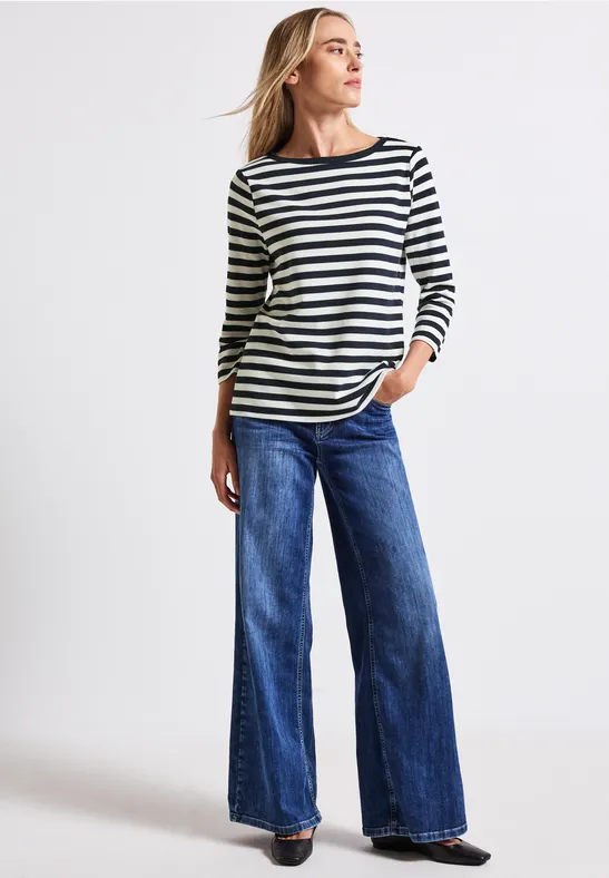 Gestreiftes U-Boot Shirt deepwater blue