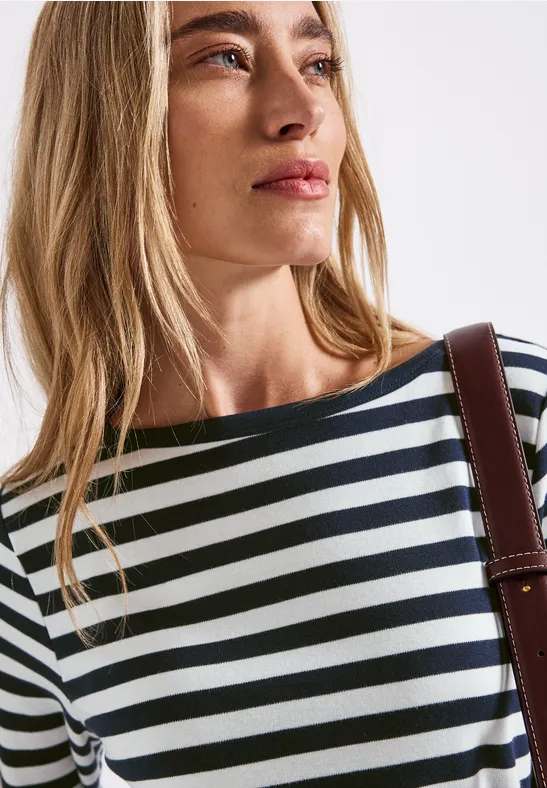 Gestreiftes U-Boot Shirt deepwater blue