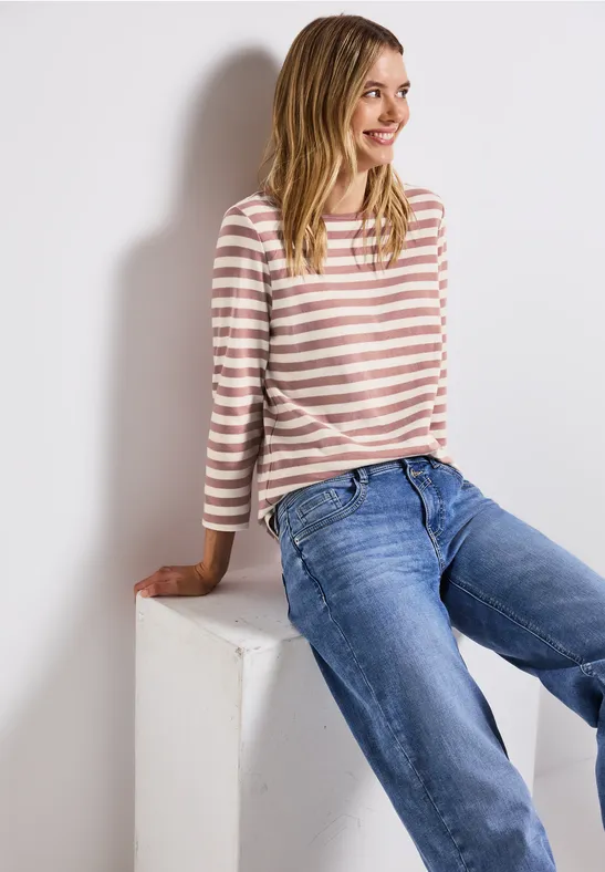 T-shirt rayé U-Boot faded rose
