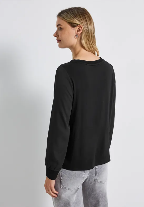 Materiaalmix chiffon shirt Black