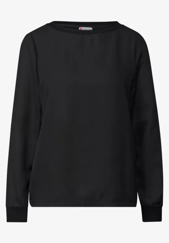 Materiaalmix chiffon shirt Black