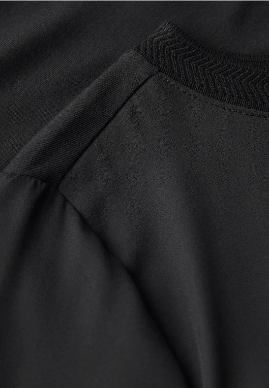Materiaalmix chiffon shirt Black