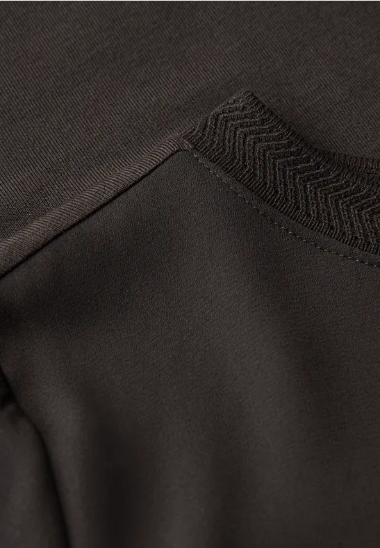 Materiaalmix chiffon shirt deep roast brown