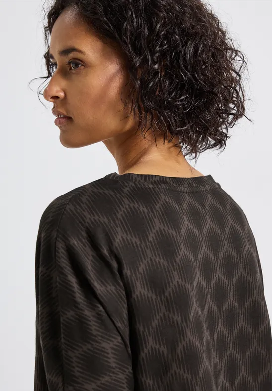 Batwing Print-Shirt Black