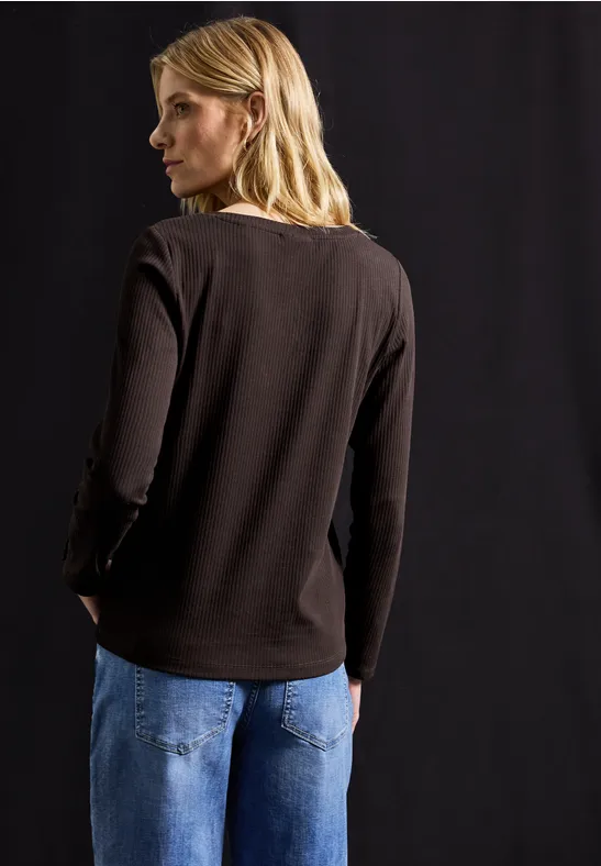 Shirt mit Rippstruktur deep roast brown