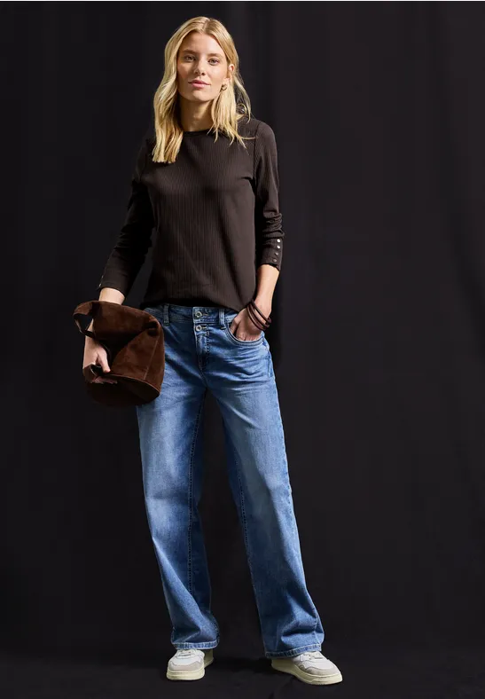 Shirt mit Rippstruktur deep roast brown