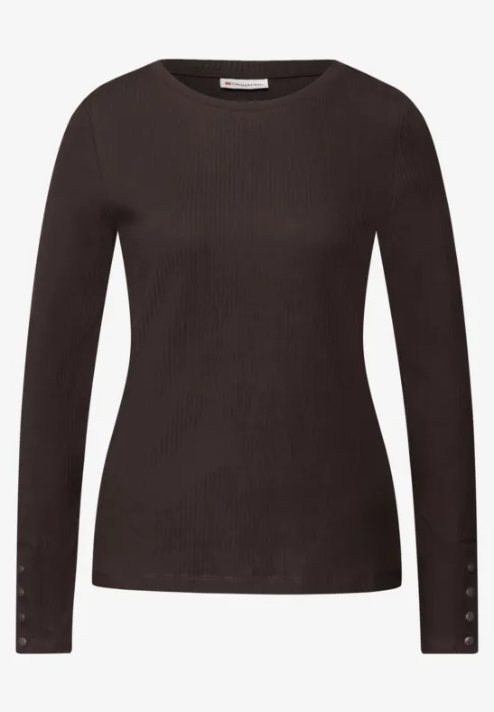 Shirt mit Rippstruktur deep roast brown