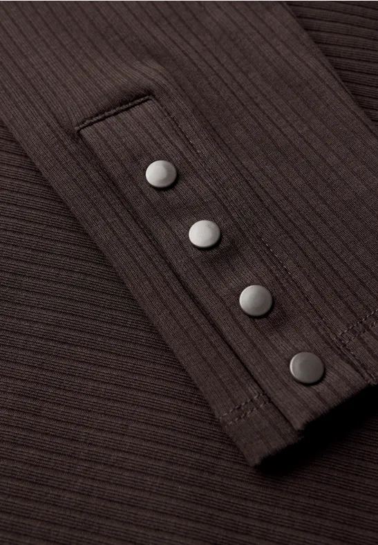 Shirt mit Rippstruktur deep roast brown