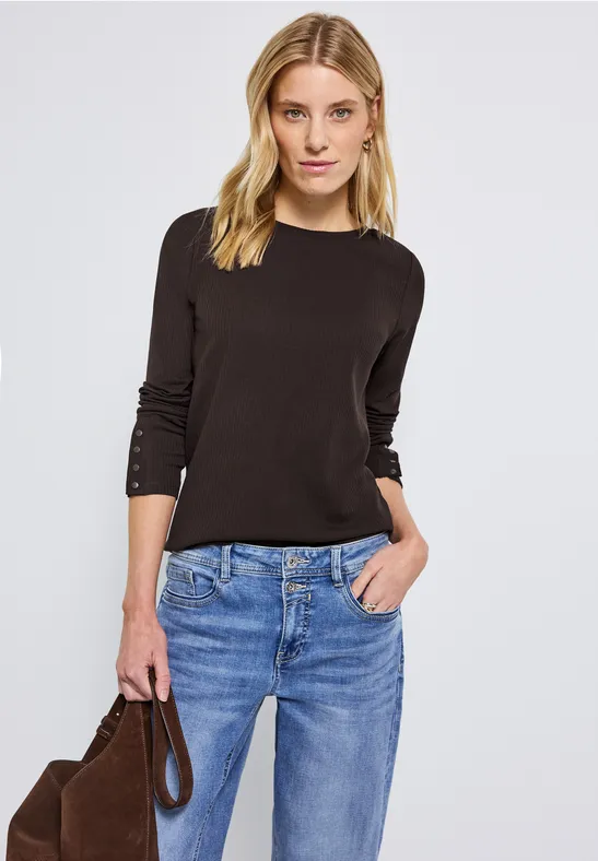 Shirt mit Rippstruktur deep roast brown