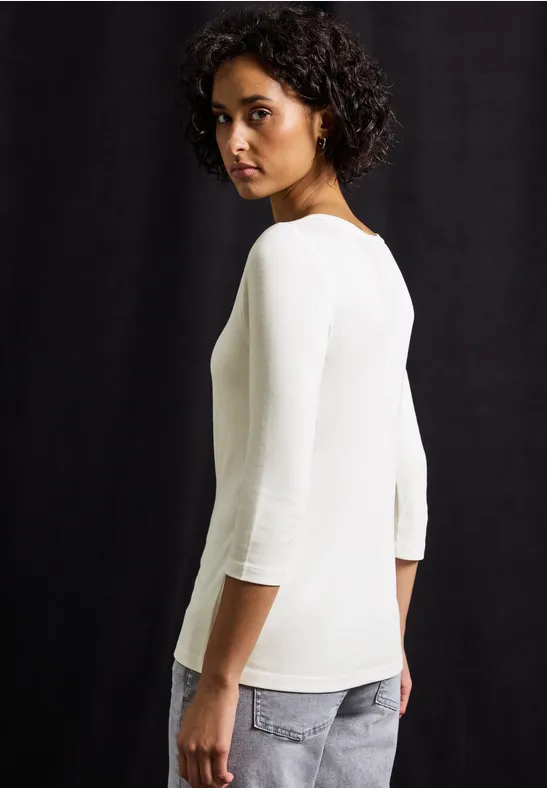 Basic shirt met knoopdetail off white