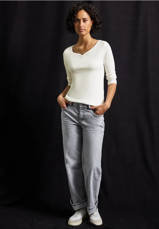 Basic shirt met knoopdetail off white