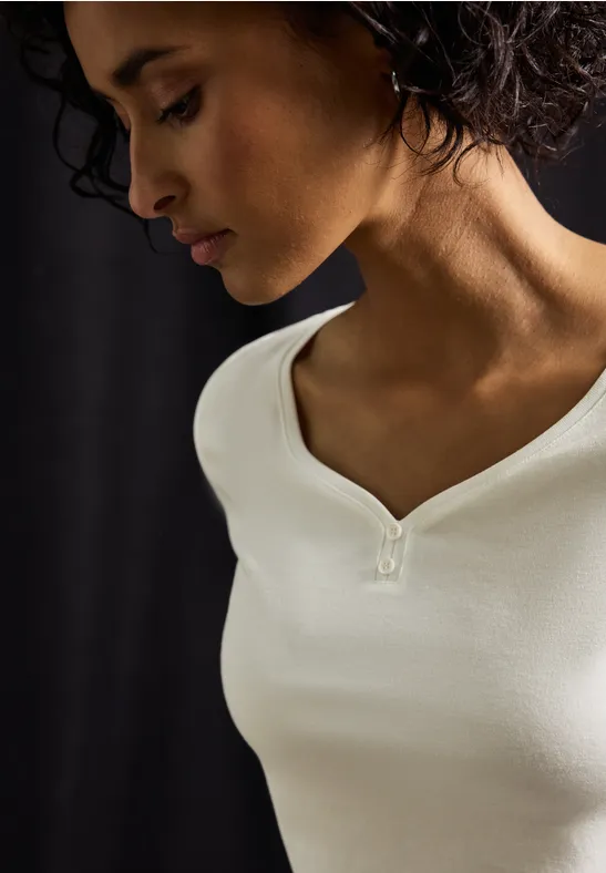 Basic shirt met knoopdetail off white