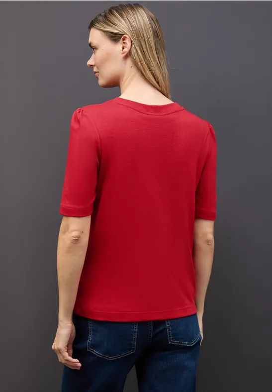 Basic Shirt met rimpels racing red