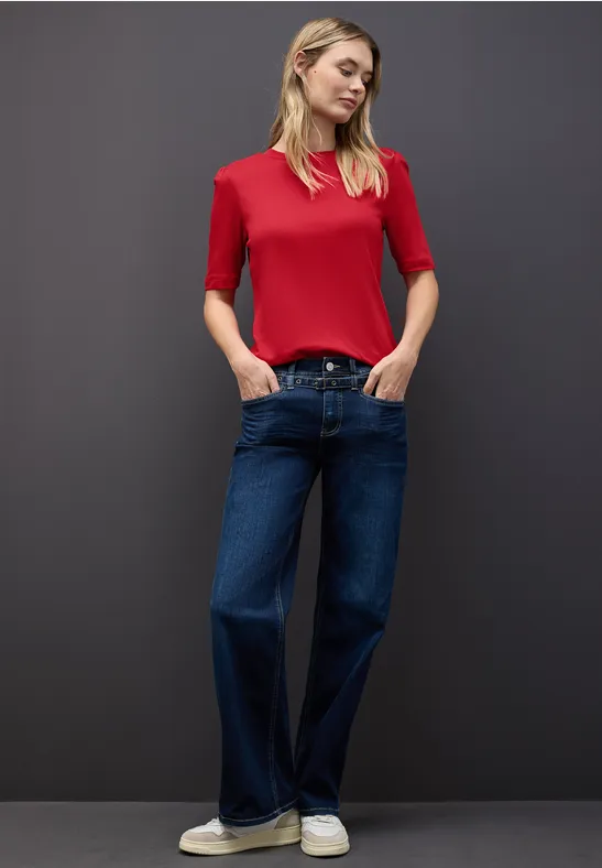 Basic Shirt met rimpels racing red