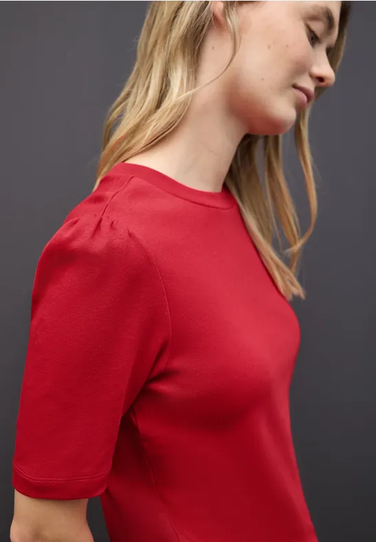 Basic Shirt met rimpels racing red