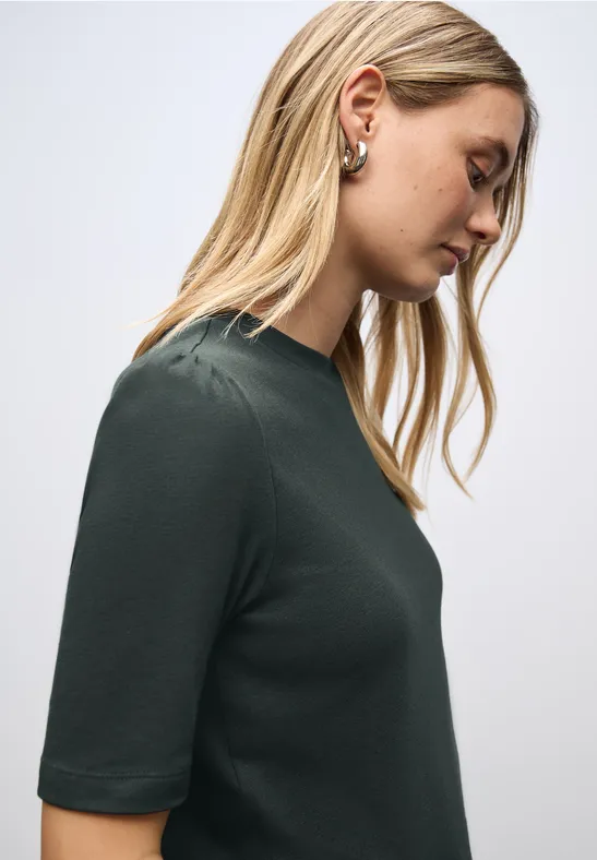 Basic Shirt met rimpels evernight green