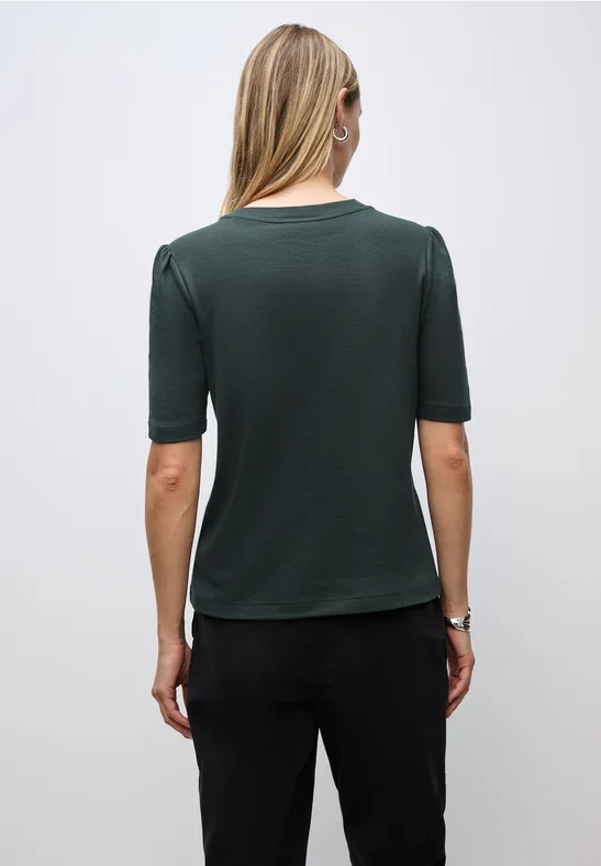 Basic Shirt met rimpels evernight green