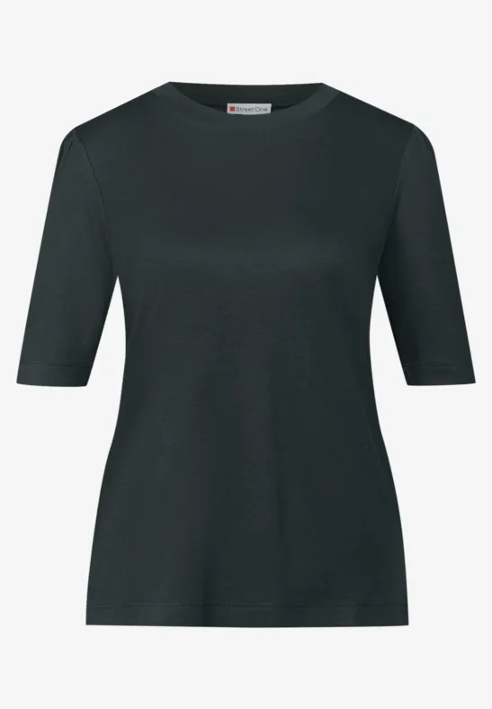Basic Shirt met rimpels evernight green