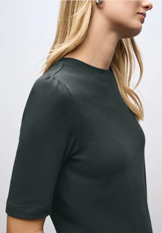 Basic Shirt met rimpels evernight green