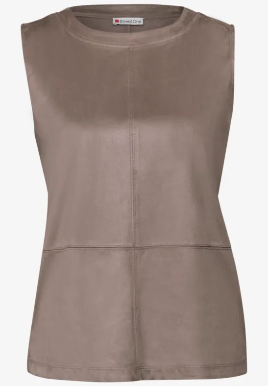 Velours bovenkant met decoratieve stiksels silk brown