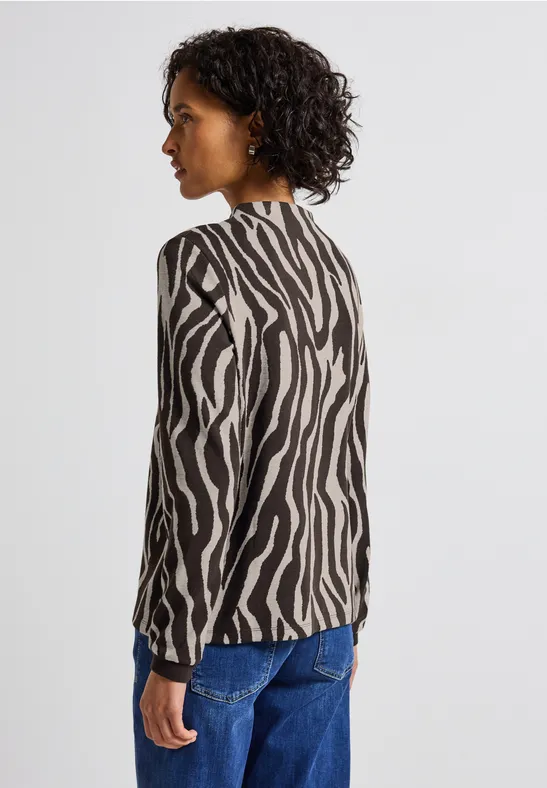Shirt met zebraprint deep roast brown