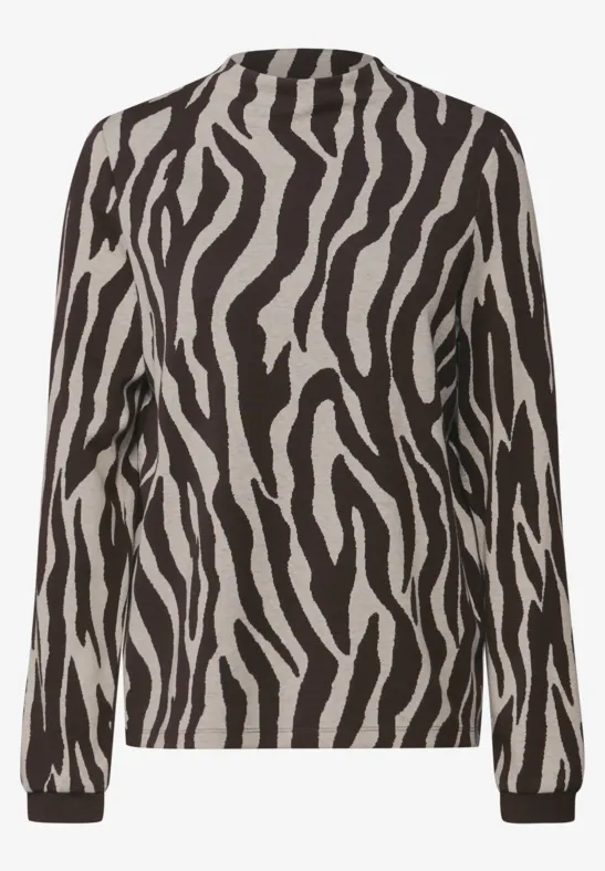 Shirt met zebraprint deep roast brown