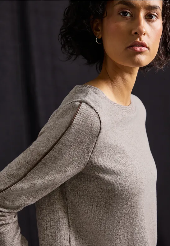 Shirt met tape details silk brown mel.