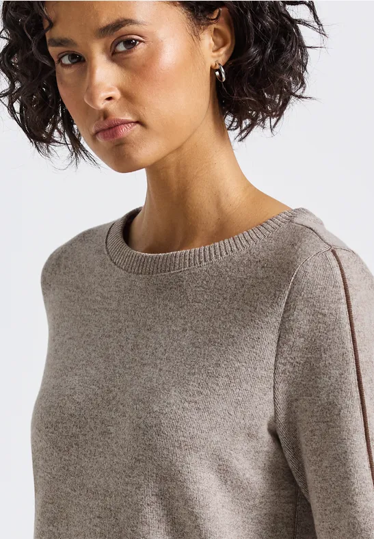 Shirt met tape details silk brown mel.