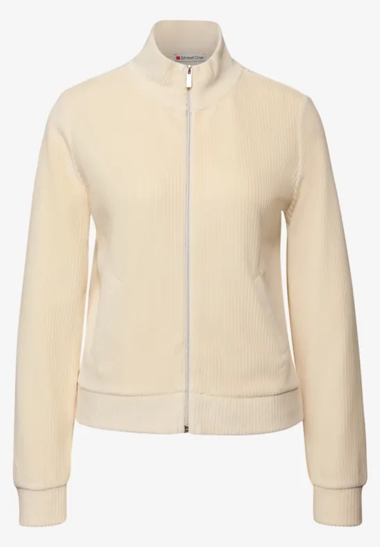 Corduroy jas met rits soft beige