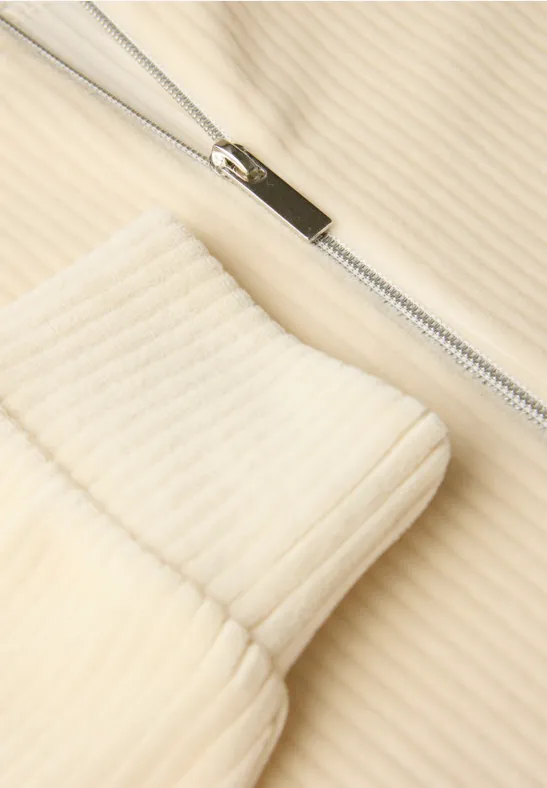 Corduroy jas met rits soft beige