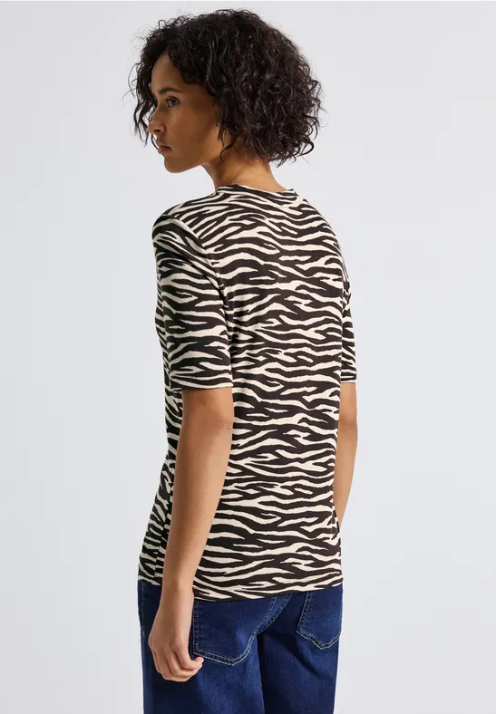 Shirt met zebraprint deep roast brown