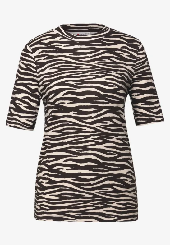 Shirt met zebraprint deep roast brown