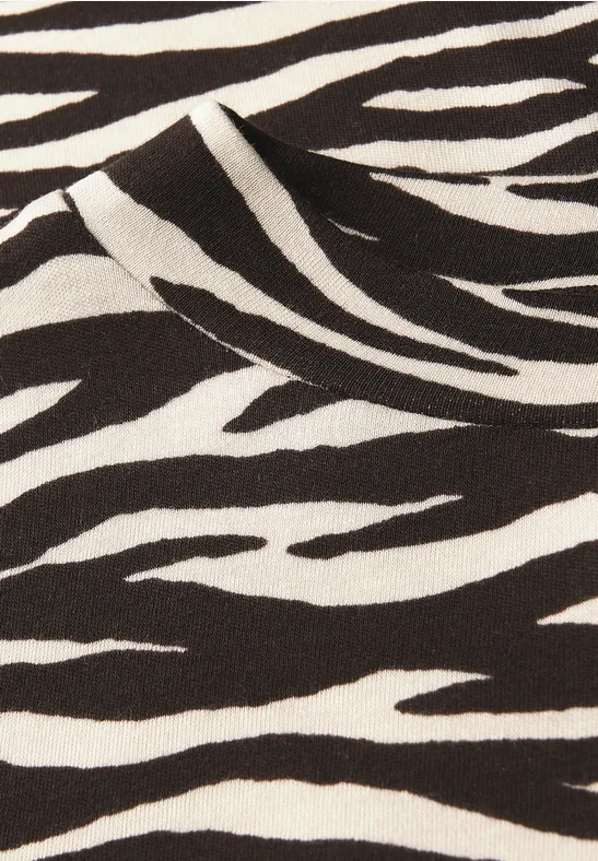 Shirt met zebraprint deep roast brown