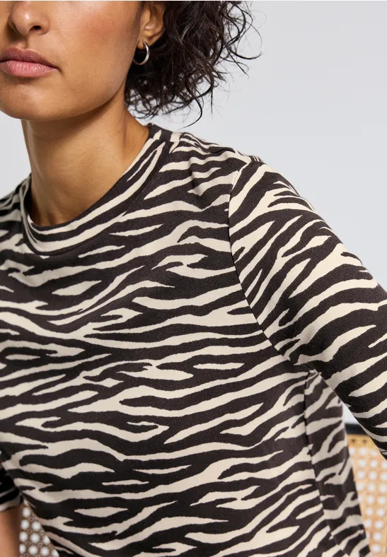 Shirt met zebraprint deep roast brown