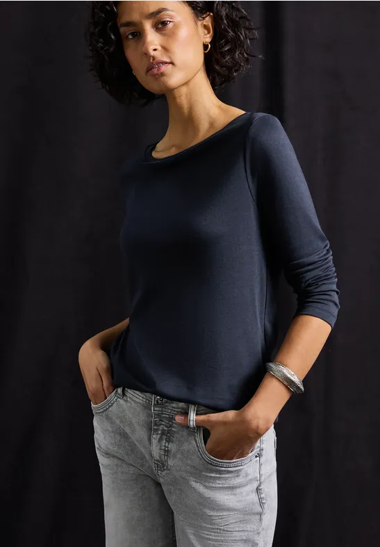 Basic shirt met lange mouwen deep blue