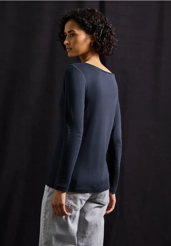 Basic shirt met lange mouwen deep blue