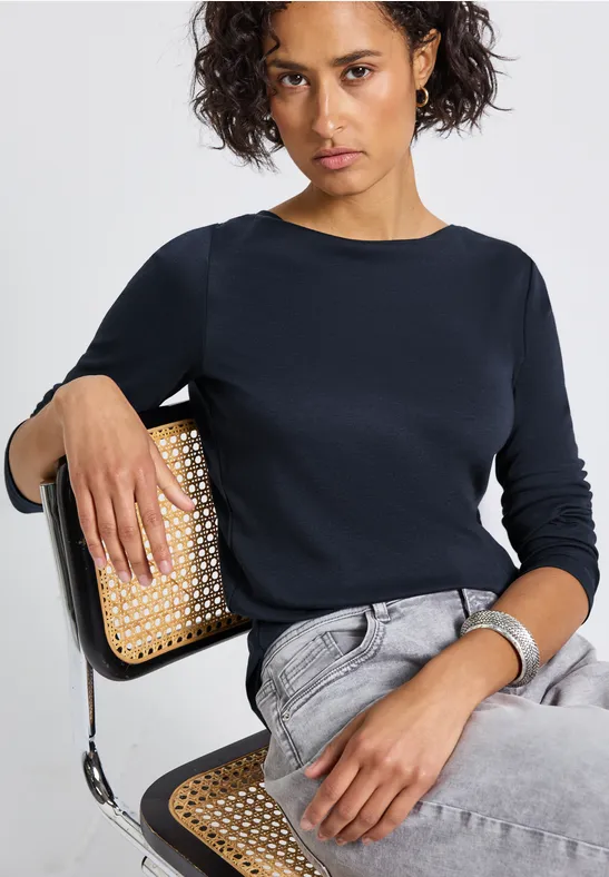 Basic shirt met lange mouwen deep blue