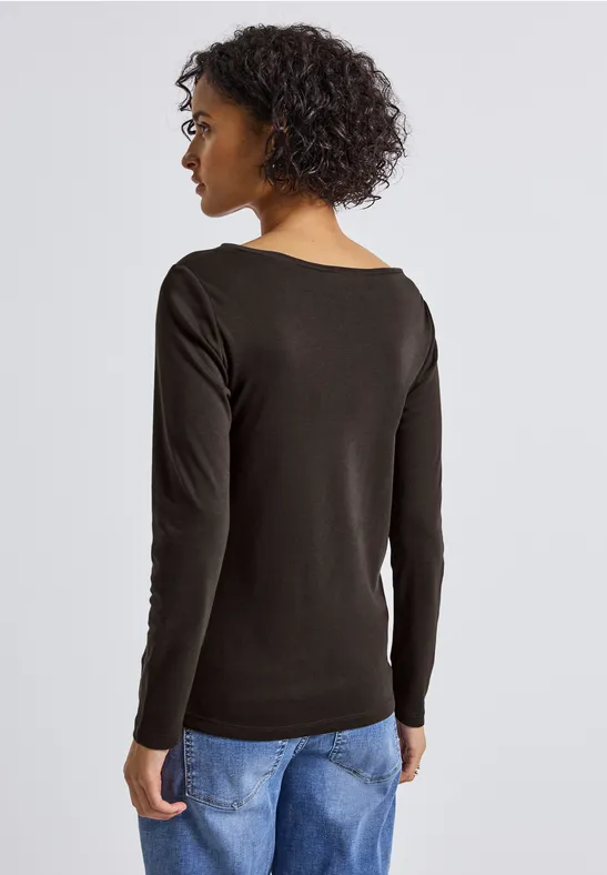 Basic shirt met lange mouwen deep roast brown