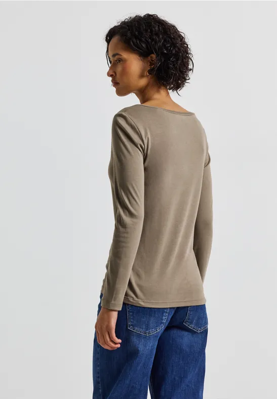Basic shirt met lange mouwen bark brown