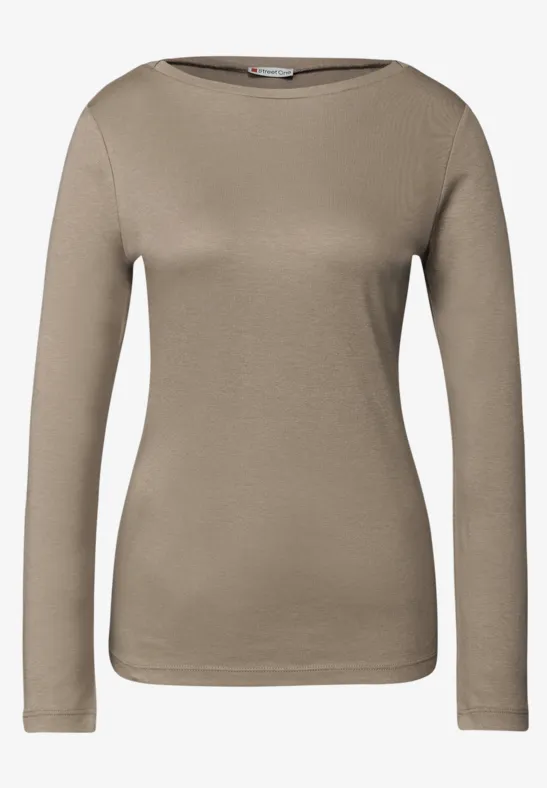 Basic shirt met lange mouwen bark brown