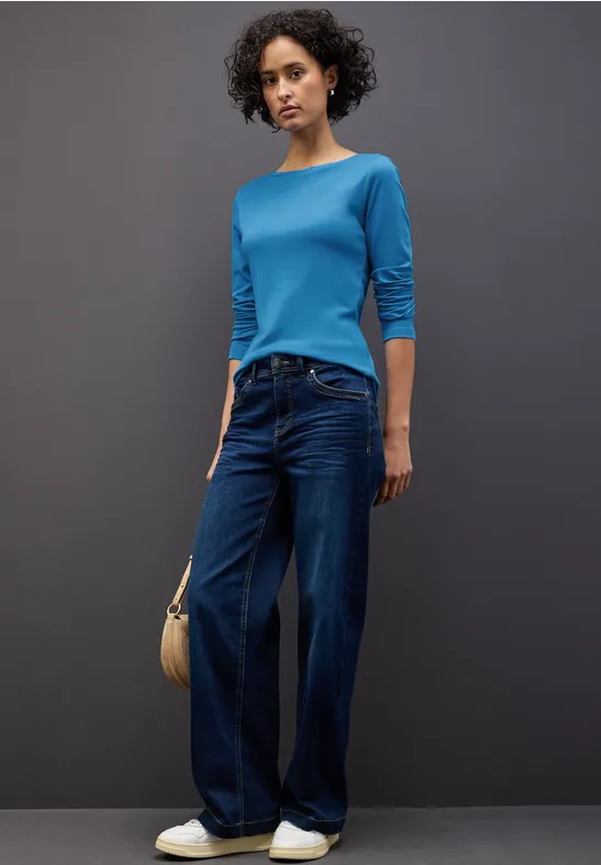 Basic shirt met lange mouwen polaris blue