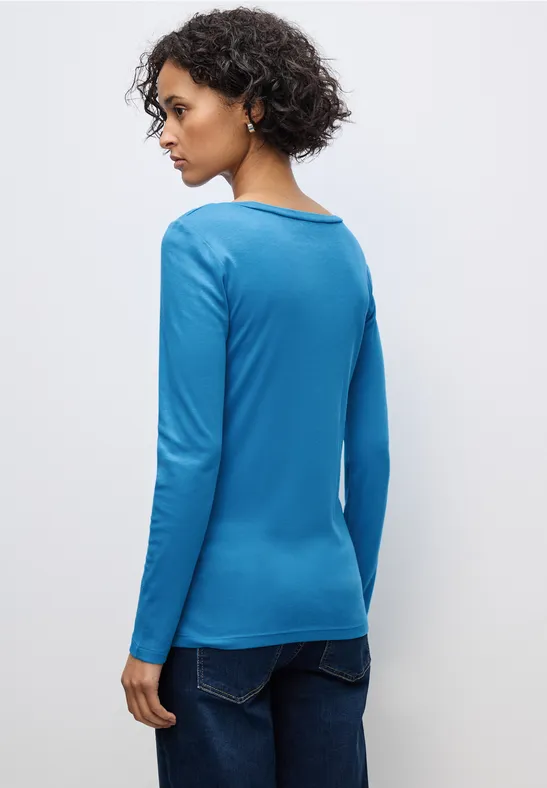 Basic shirt met lange mouwen polaris blue