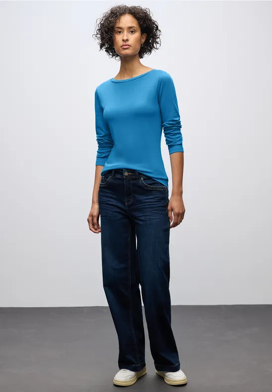 Basic shirt met lange mouwen polaris blue