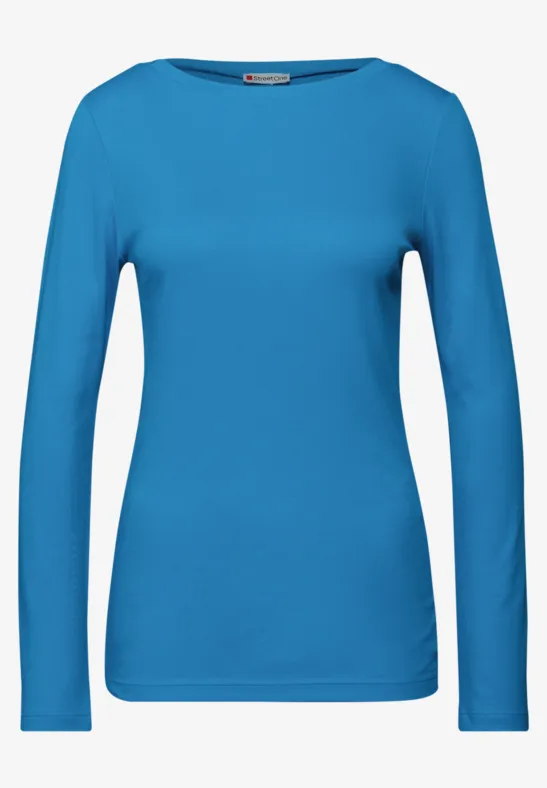 Basic shirt met lange mouwen polaris blue
