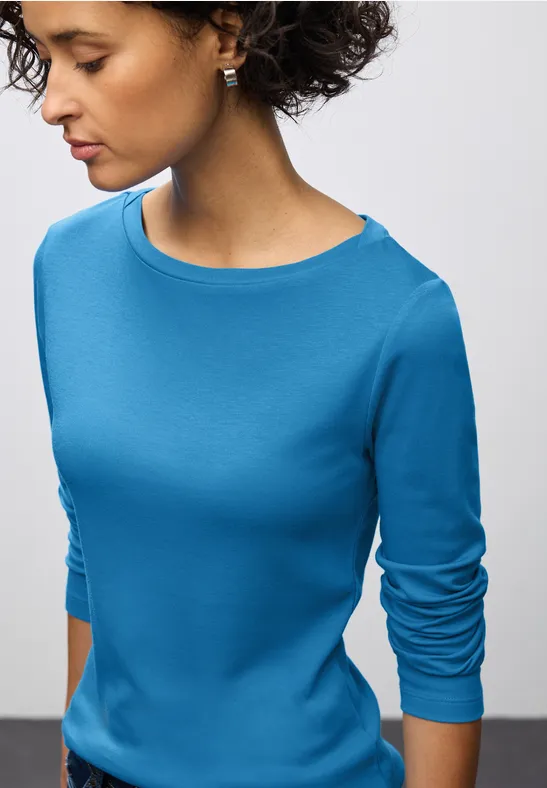 Basic shirt met lange mouwen polaris blue