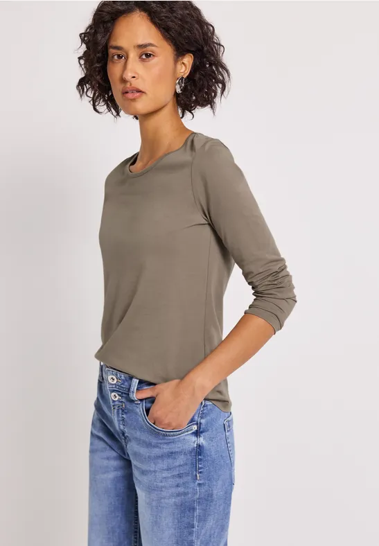 Basic shirt met lange mouwen bark brown