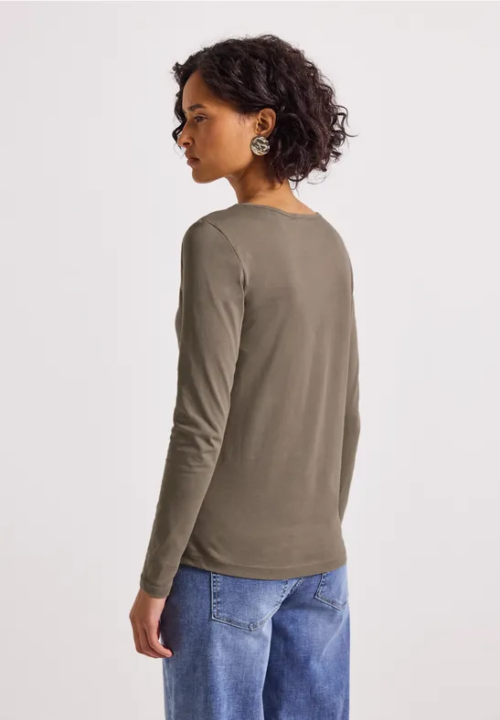 Basic shirt met lange mouwen bark brown