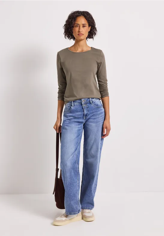 Basic shirt met lange mouwen bark brown