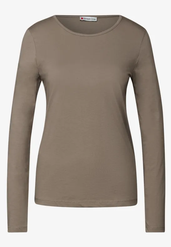 Basic shirt met lange mouwen bark brown
